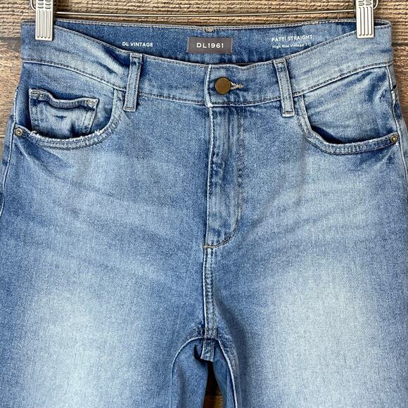 DL1961 Patti Straight High Rise Vintage Jeans Raw Hem Blue Reef Raw Size 27 - Picture 2 of 12